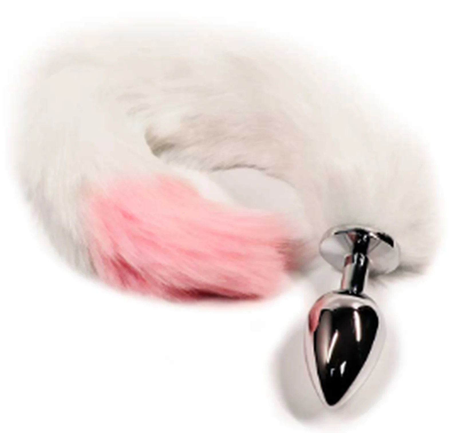 Jiuai pink and white tail anal plug large size