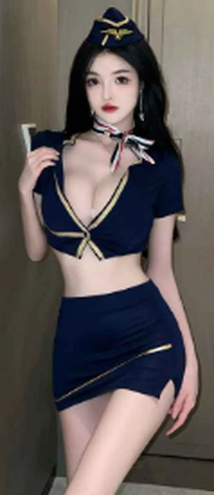 DF5202 Deep V stewardess uniform
