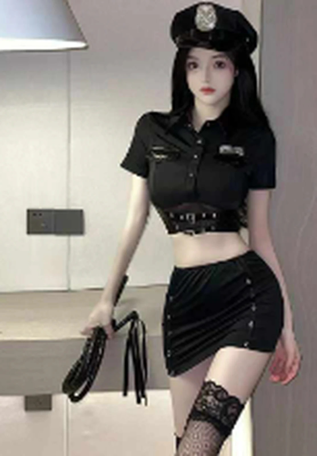 LZM203 black school police sister suit