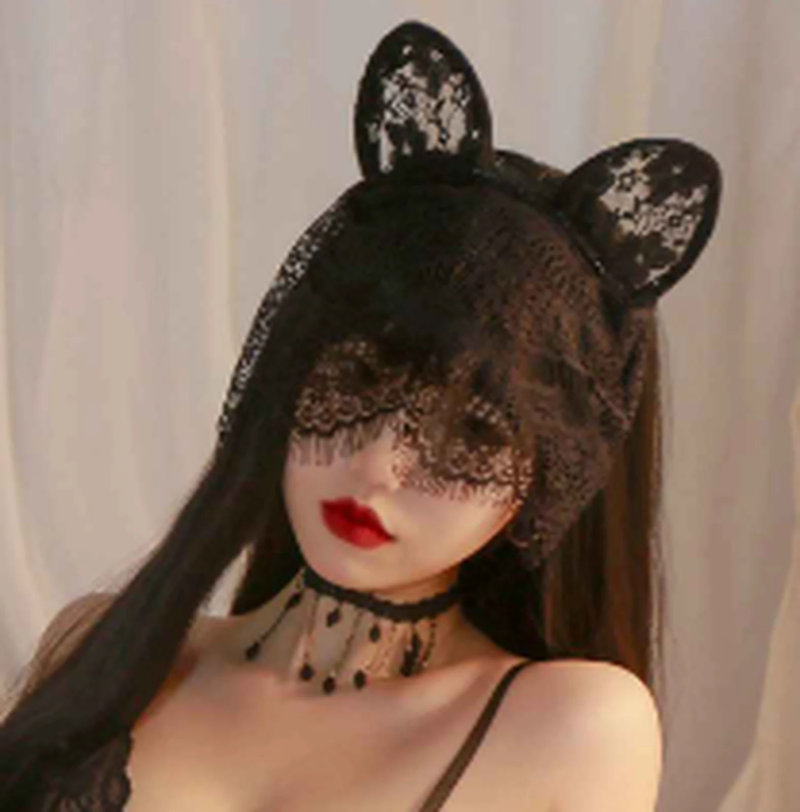 Feimu 7688 Sexy Lace Veil Cat Ear Headband