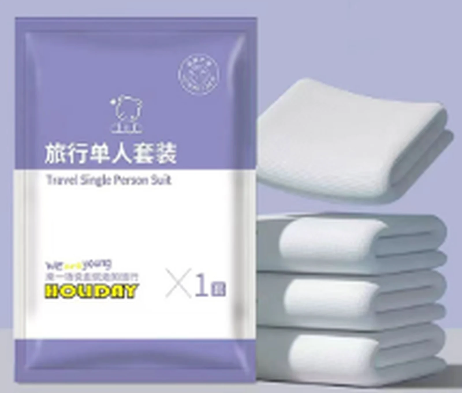 Disposable printed thickened single three-piece set