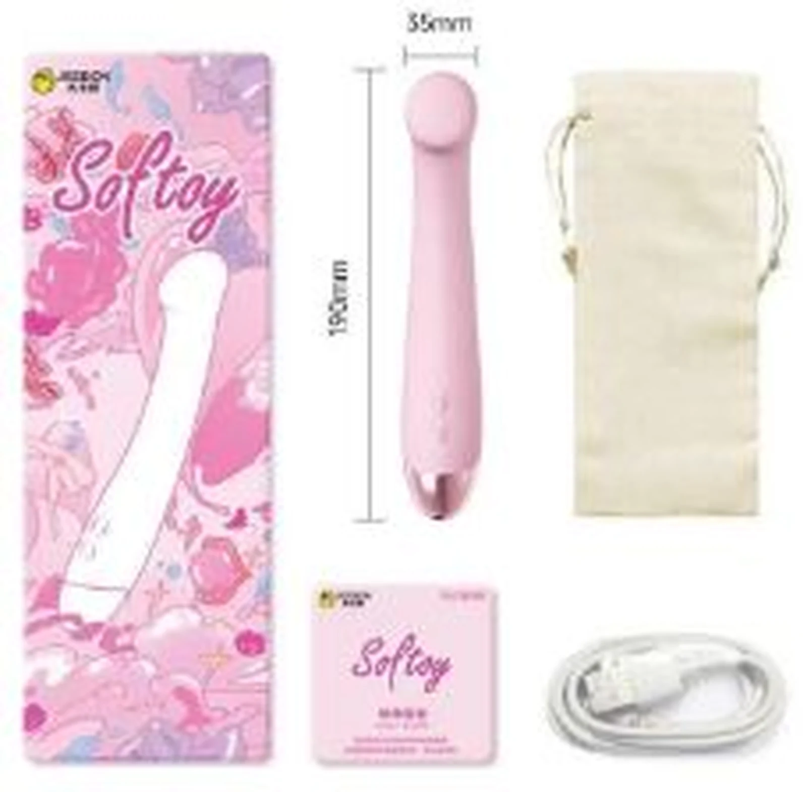JissbonSoftov Flat Head Vibrator Heart Powder