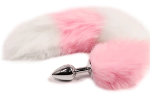 Jiuai pink and white tail anal plug small size, photo 1