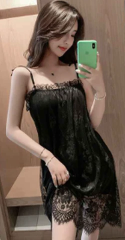 DF8087 black suspender nightgown suit, photo 1