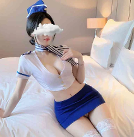 Feimu 7944 blue + white sexy stewardess suit, photo 1