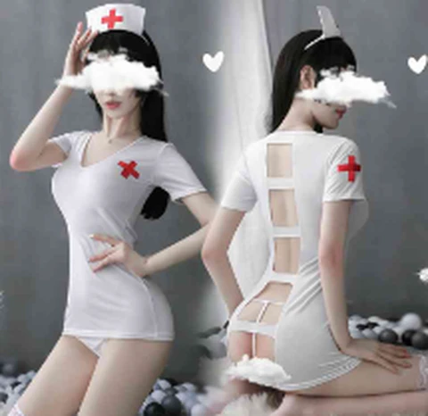 Feimu 7986 white back hollow sexy nurse suit, photo 1