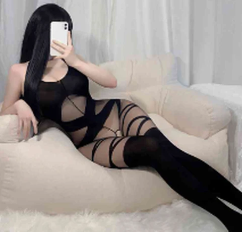 Feimu 7579 Black Wild Cross Bondage Open Stockings, photo 1