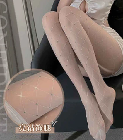Feimu 7229 white net red rhombus diamond pantyhose, photo 1