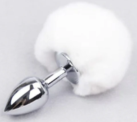 AG rabbit tail white anal plug, photo 1