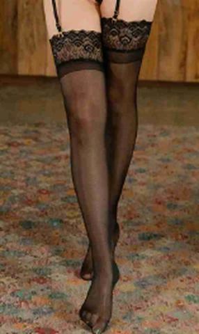 Jissbon lace high socks black, photo 1