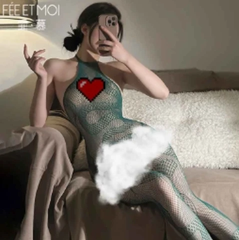 Feimu one-piece fishnet stockings ZY20 green, photo 1